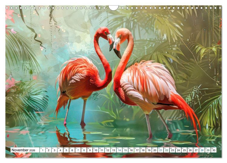 Produktbild: Ein Herz f&uuml;r Flamingos (Wandkalender 2026 DIN A3 quer), CALVENDO Monatskalender
