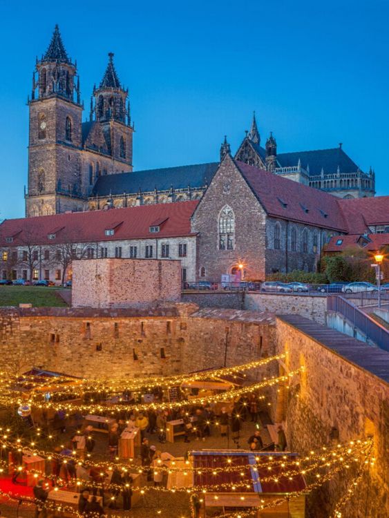 Produktbild: CALVENDO Puzzle Magdeburg - Wintermarkt in der Bastion Cleve | 1000 Teile Lege-Gr&ouml;&szlig;e 64x48cm Foto-Puzzle f&uuml;r gl&uuml;ckliche Stunden