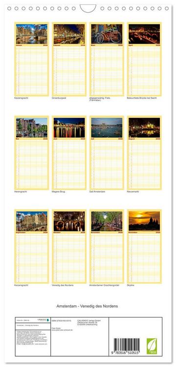 Produktbild: Familienplaner 2026 - Amsterdam - Venedig des Nordens mit 5 Spalten (Wandkalender, 21 x 45 cm) CALVENDO