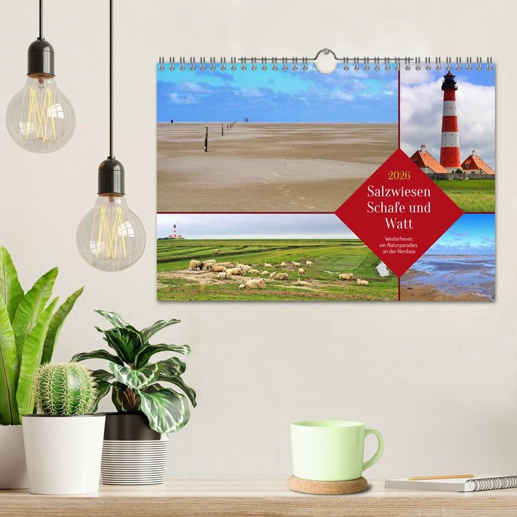 Produktbild: Salzwiesen, Schafe und Watt - Westerhever, ein Naturparadies an der Nordsee (Wandkalender 2026 DIN A4 quer), CALVENDO Monatskalender
