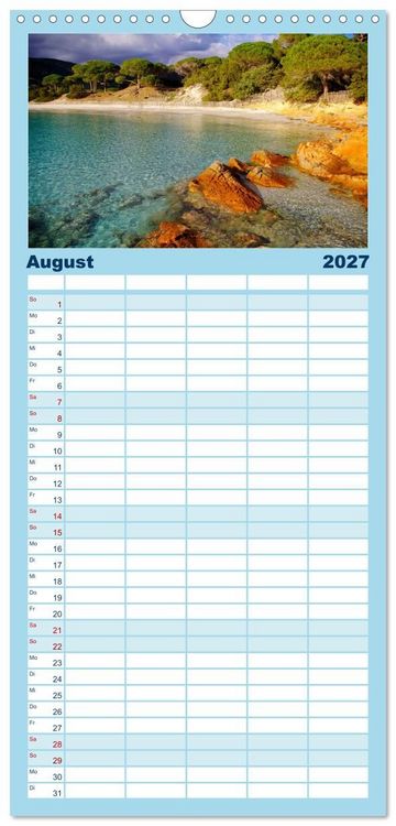 Produktbild: Familienplaner 2027 - Korsika - Farben einer wilden Sch&ouml;nheit mit 5 Spalten (Wandkalender, 21 x 45 cm) CALVENDO