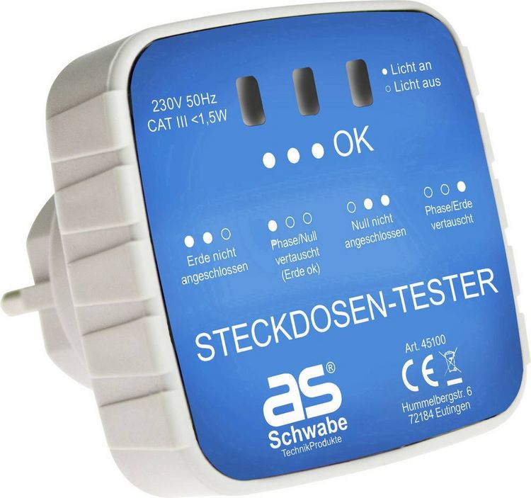 Produktbild: AS Schwabe 45100 Steckdosentester Optisch