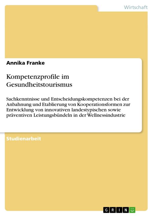 Produktbild: Kompetenzprofile im Gesundheitstourismus
