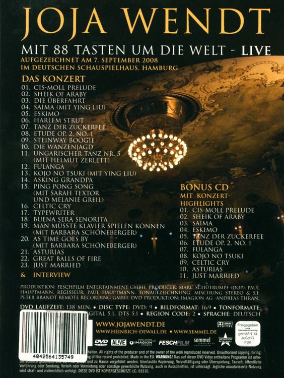 Produktbild: Joja Wendt - Mit 88 Tasten um die Welt