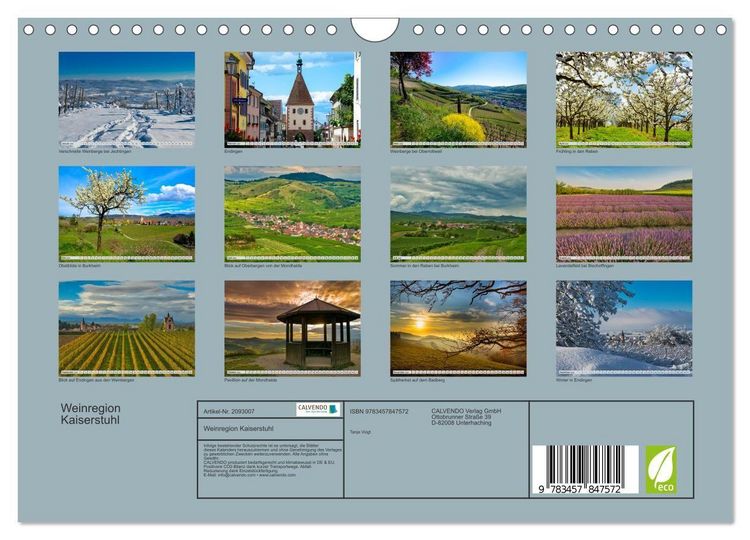 Produktbild: Weinregion Kaiserstuhl (Wandkalender 2026 DIN A4 quer), CALVENDO Monatskalender