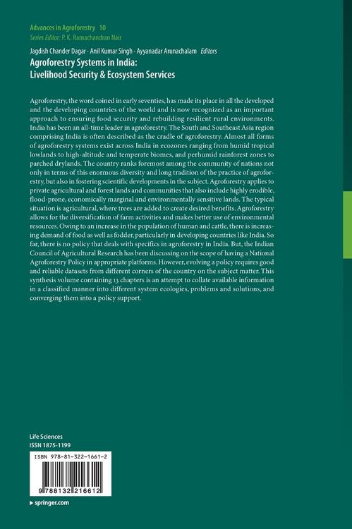 Produktbild: Agroforestry Systems in India: Livelihood Security & Ecosystem Services