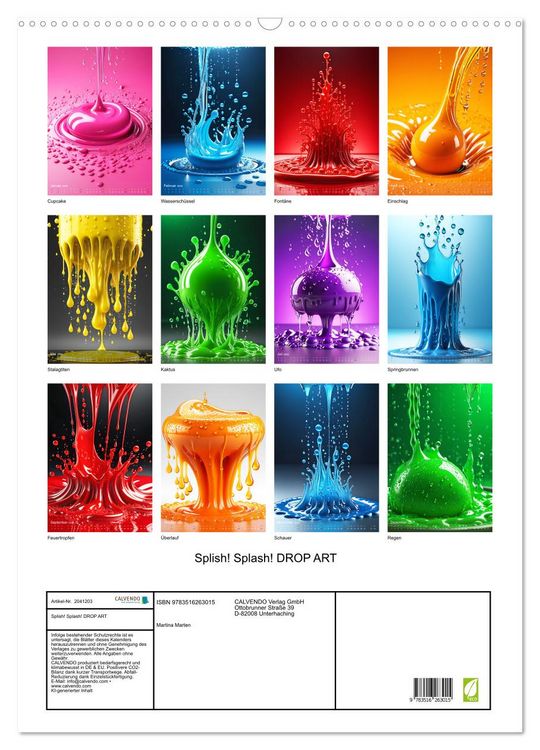 Produktbild: Splish! Splash! DROP ART (Wandkalender 2026 DIN A2 hoch), CALVENDO Monatskalender
