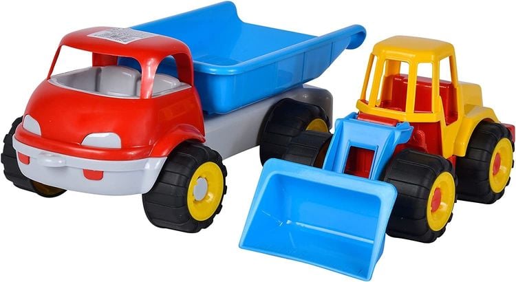 Bild vom Artikel Simba 107134610 - LKW Kipper mit Bagger 2-teilig, Kunststoff, 36/29cm, Sandspielzeug vom Autor 