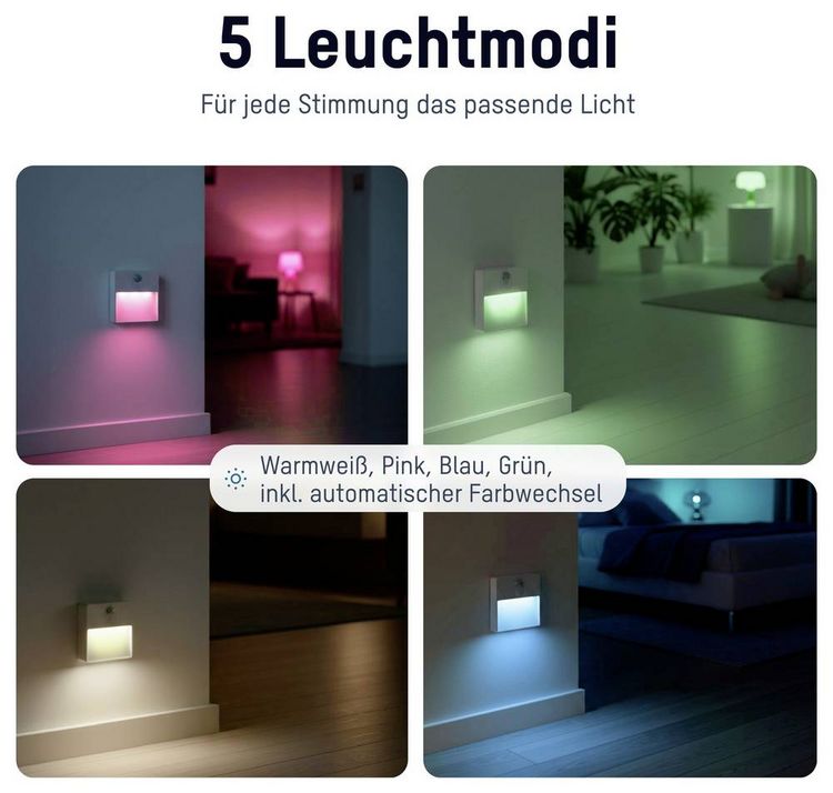 Produktbild: Ansmann Sensor-Nachtlicht NL5R wiederaufladbar 1600-0481 Nachtlicht mit Bewegungsmelder Rund LED Warmwei&szlig; Wei&szlig;