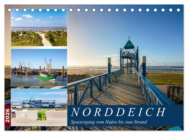 Produktbild: Norddeich Spaziergang vom Hafen bis zum Strand (Tischkalender 2026 DIN A5 quer), CALVENDO Monatskalender