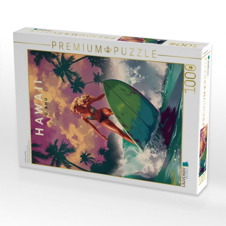 Produktbild: CALVENDO Puzzle Surfen auf O'ahu | 1000 Teile Lege-Gr&ouml;&szlig;e 64x48cm Foto-Puzzle f&uuml;r gl&uuml;ckliche Stunden