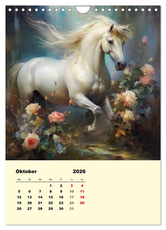 Produktbild: Pferde im romantischen Barockstil (Wandkalender 2026 DIN A4 hoch), CALVENDO Monatskalender