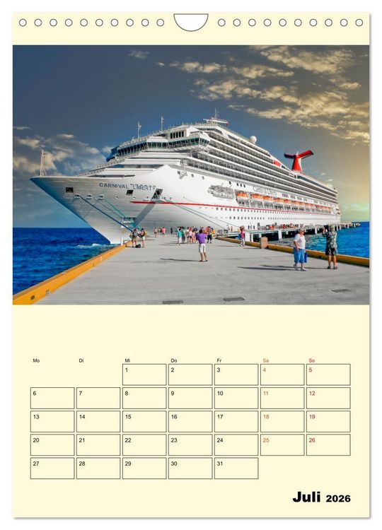 Produktbild: Kreuzfahrtschiffe - die Welt ist dein Ziel (Wandkalender 2026 DIN A4 hoch), CALVENDO Monatskalender