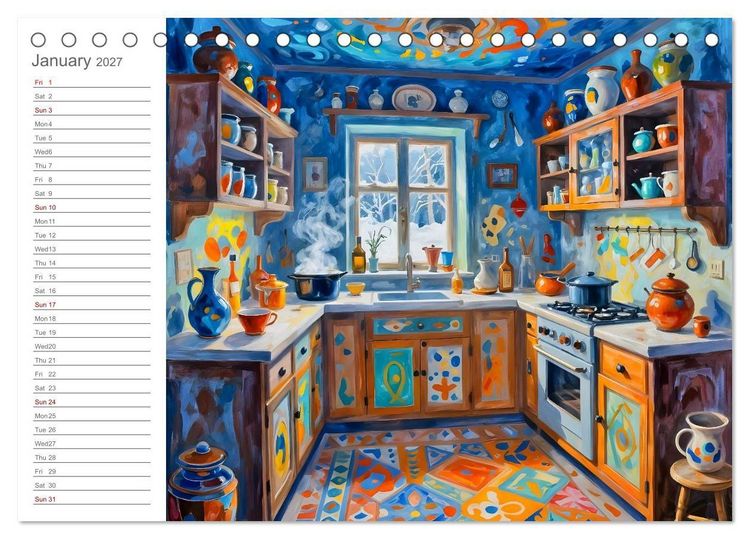 Produktbild: Painted Kitchen Moments - Twelve expressive interiors (Desk Calendar 2027 DIN A5 landscape), CALVENDO 12 Month DeskCalendar