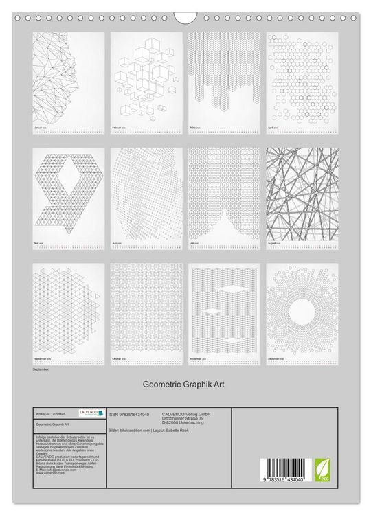 Produktbild: Geometric Graphik Art (Wandkalender 2026 DIN A3 hoch), CALVENDO Monatskalender