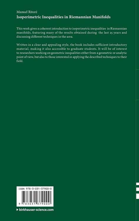Produktbild: Isoperimetric Inequalities in Riemannian Manifolds