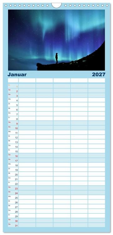 Produktbild: Familienplaner 2027 - Magische Polarlichter der Erde mit 5 Spalten (Wandkalender, 21 x 45 cm) CALVENDO