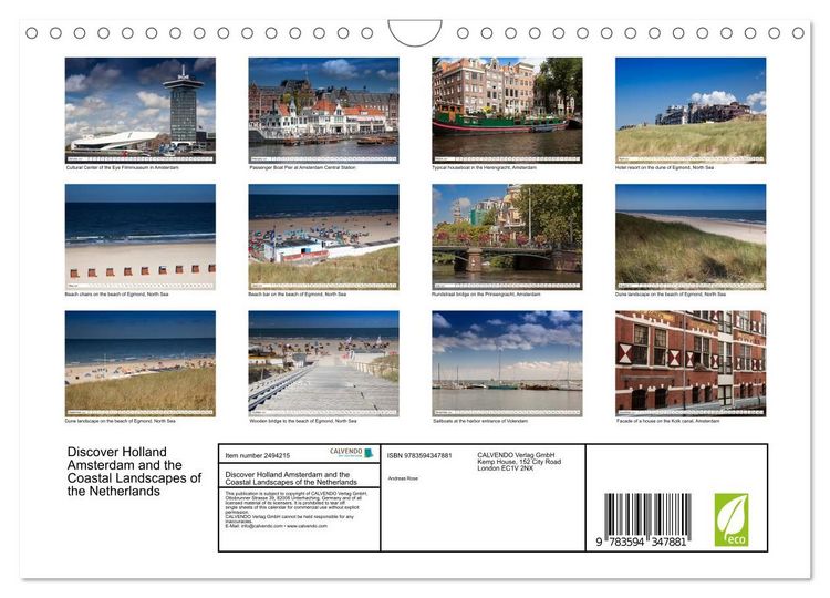 Produktbild: Discover Holland Amsterdam and the Coastal Landscapes of the Netherlands (Wall Calendar 2027 DIN A4 landscape), CALVENDO 12 Month Wall Calendar