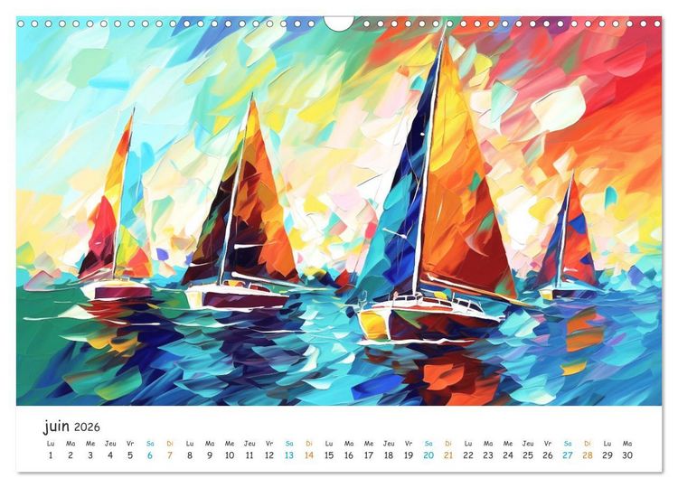 Produktbild: Voiles au gr&eacute; du temps (Calendrier mural 2026 DIN A3 vertical), CALVENDO calendrier mensuel