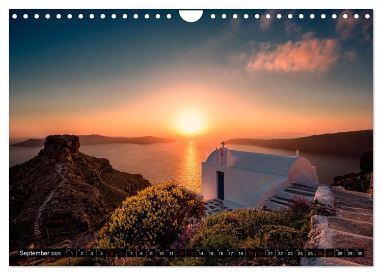 Produktbild: Santorini - Perle in der &Auml;gais (Wandkalender 2026 DIN A4 quer), CALVENDO Monatskalender