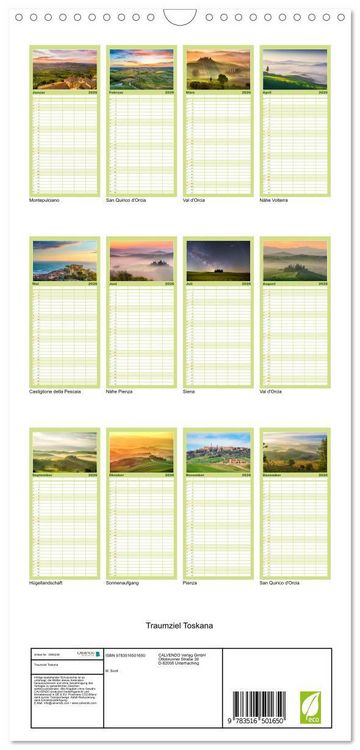 Produktbild: Familienplaner 2026 - Traumziel Toskana mit 5 Spalten (Wandkalender, 21 x 45 cm) CALVENDO