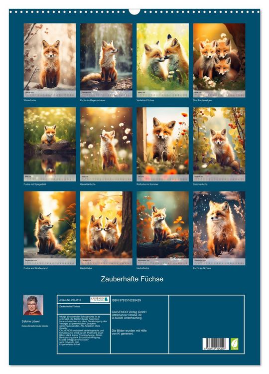 Produktbild: Zauberhafte F&uuml;chse (Wandkalender 2026 DIN A2 hoch), CALVENDO Monatskalender
