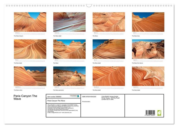 Produktbild: Paria Canyon The Wave (Wall Calendar 2026 DIN A2 landscape), CALVENDO 12 Month Wall Calendar