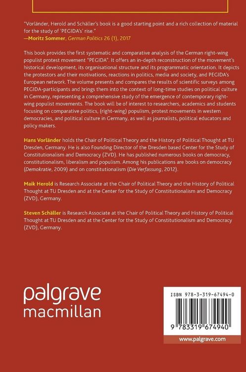 Produktbild: PEGIDA and New Right-Wing Populism in Germany