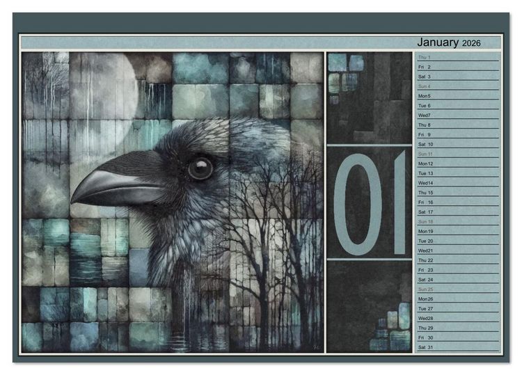 Produktbild: Crows. Shades of the Unseen. Art. (Desk Calendar 2026 DIN A5 landscape), CALVENDO 12 Month DeskCalendar