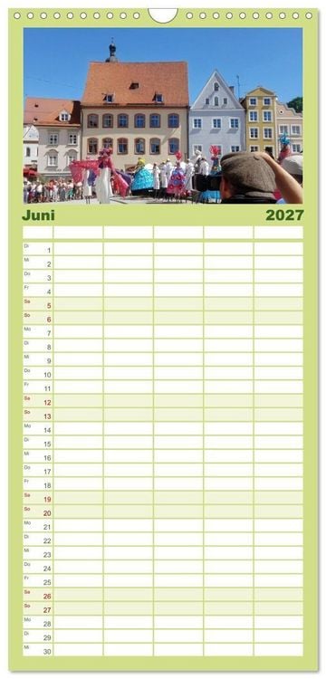 Produktbild: Familienplaner 2027 - Hier f&uuml;hle ich mich zuhause - Landsberg am Lech und Ammersee mit 5 Spalten (Wandkalender, 21 x 45 cm) CALVENDO