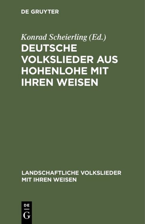 Produktbild: Deutsche Volkslieder aus Hohenlohe mit ihren Weisen