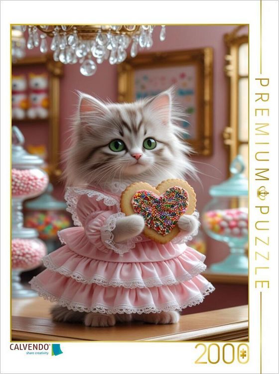 Produktbild: CALVENDO Puzzle Katzenbaby mit R&uuml;schenkleid im Bonbonparadies | 2000 Teile Lege-Gr&ouml;&szlig;e 90x67cm Foto-Puzzle f&uuml;r gl&uuml;ckliche Stunden