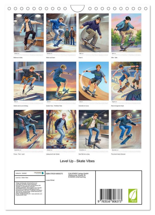 Produktbild: Level Up - Skate Vibes (Wandkalender 2027 DIN A4 hoch), CALVENDO Monatskalender