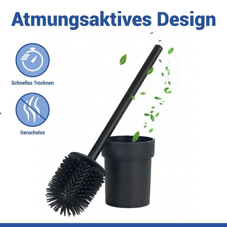 Produktbild: Turbo-Loc&reg; WC-Garnitur Mod. Lizan Schwarz, mit Silikon-B&uuml;rstenkopf, Befestigen ohne Bohren