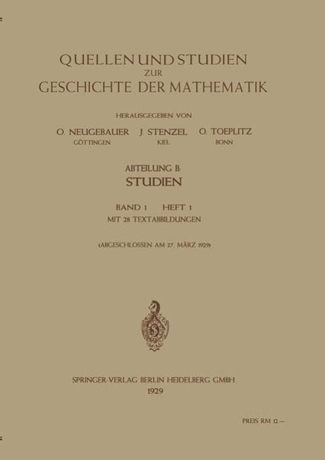Produktbild: Quellen und Studien zur Geschichte der Mathematik, Astronomie und Physik