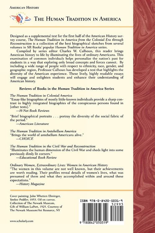 Produktbild: Human Tradition in America from the Colonial Era through Reconstruction