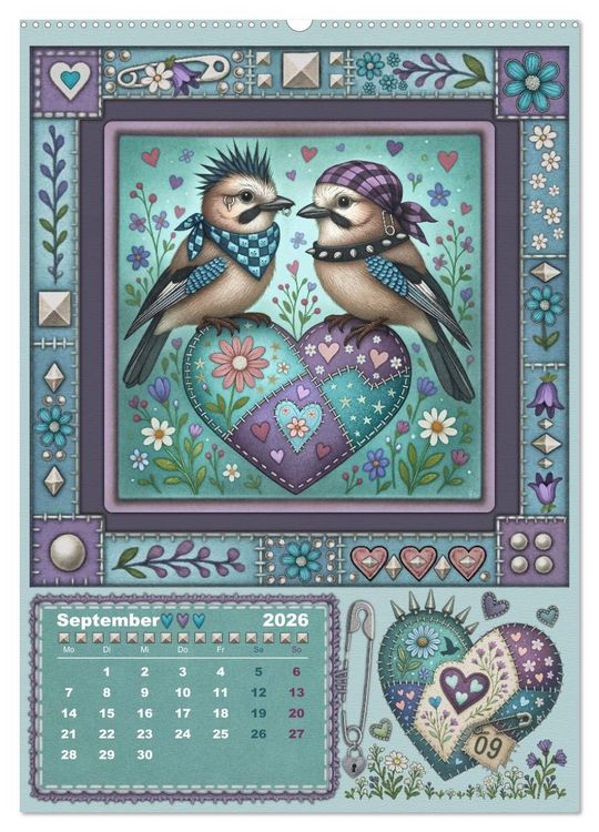 Produktbild: V&ouml;gel. Kleine Punks. Gro&szlig;es Herz. (hochwertiger Premium Wandkalender 2026 DIN A2 hoch), Kunstdruck in Hochglanz