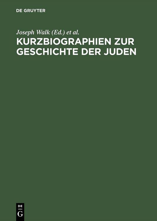 Produktbild: Kurzbiographien zur Geschichte der Juden