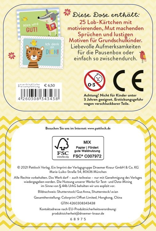 Produktbild: Schulkind! Lob-K&auml;rtchen f&uuml;r die Pausenbox