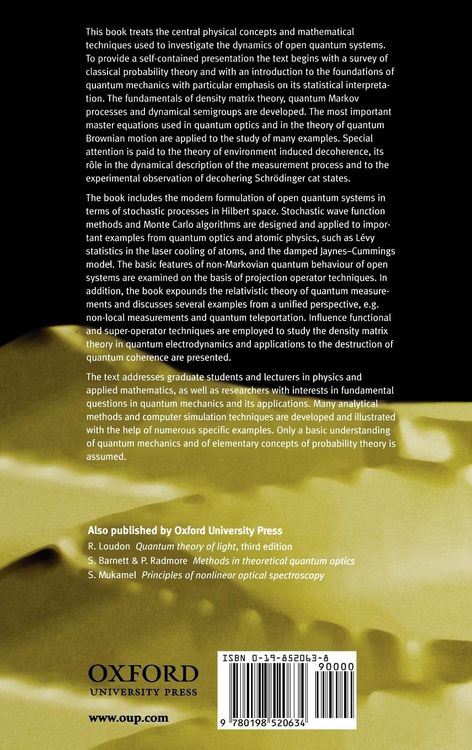 Produktbild: The Theory of Open Quantum Systems