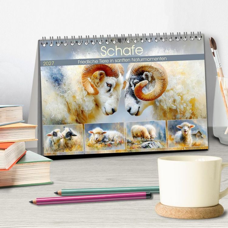 Produktbild: Schafe. Friedliche Tiere in sanften Naturmomenten (Tischkalender 2027 DIN A5 quer), CALVENDO Monatskalender