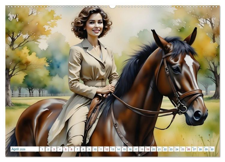 Produktbild: K&ouml;niginnen der Reitkunst (hochwertiger Premium Wandkalender 2026 DIN A2 quer), Kunstdruck in Hochglanz