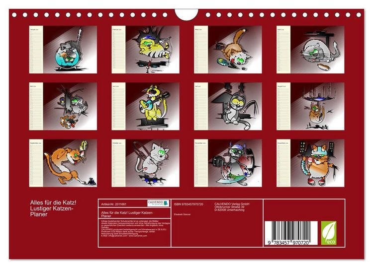 Produktbild: Alles f&uuml;r die Katz! Lustiger Katzen-Planer (Wandkalender 2026 DIN A4 quer), CALVENDO Monatskalender