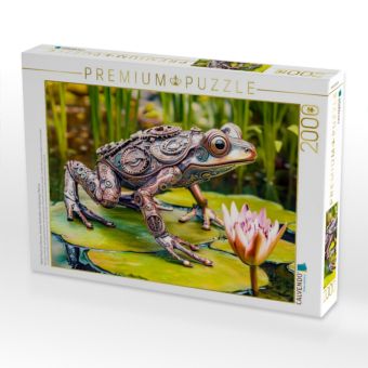 Produktbild: CALVENDO Puzzle Metall-Frosch auf Seerose: Kreative Gartendeko mit Upcycling-Charme | 2000 Teile Lege-Gr&ouml;&szlig;e 90x67cm Foto-Puzzle f&uuml;r gl&uuml;ckliche Stunden