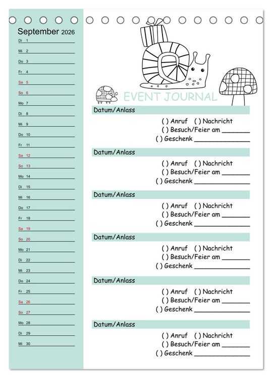 Produktbild: Geburtstagsplaner Doodle Tiere - F&uuml;r Termine, Geschenke, Eventdetails & mehr (Tischkalender 2026 DIN A5 hoch), CALVENDO Monatskalender