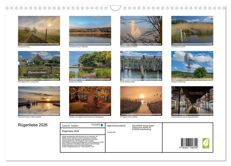 Produktbild: R&uuml;genliebe 2026 (Wandkalender 2026 DIN A3 quer), CALVENDO Monatskalender