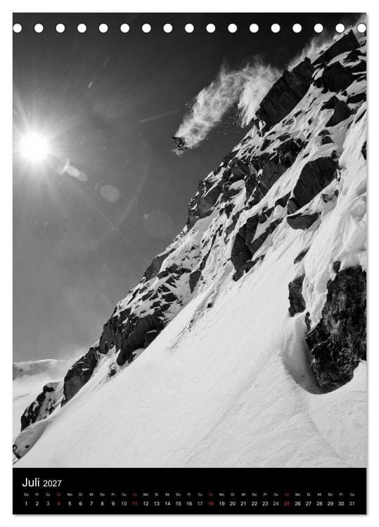 Produktbild: Monochrome Ski (Tischkalender 2027 DIN A5 hoch), CALVENDO Monatskalender