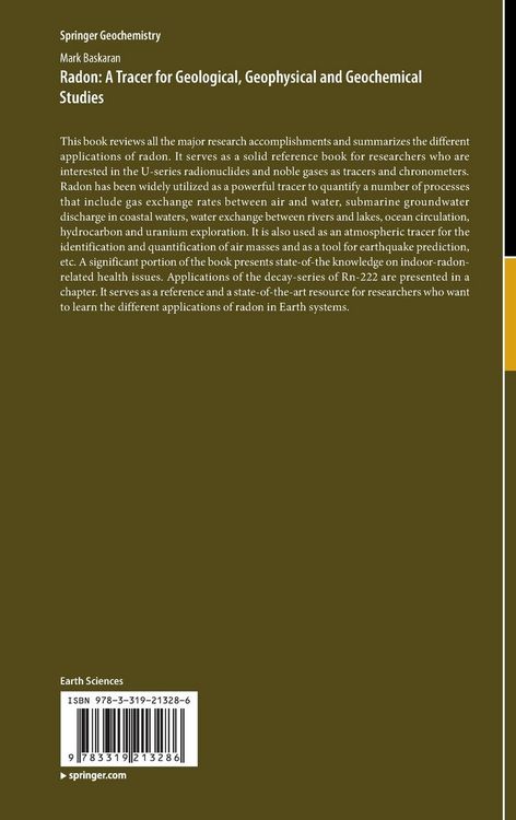 Produktbild: Radon: A Tracer for Geological, Geophysical and Geochemical Studies