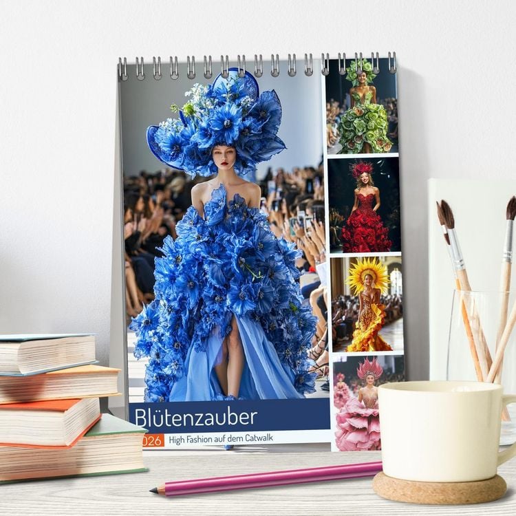 Produktbild: Bl&uuml;tenzauber. High Fashion auf dem Catwalk (Tischkalender 2026 DIN A5 hoch), CALVENDO Monatskalender