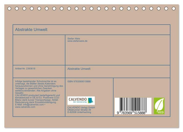 Produktbild: Abstrakte Umwelt (Tischkalender 2027 DIN A5 quer), CALVENDO Monatskalender